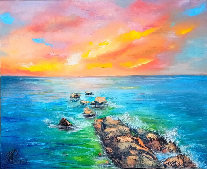 "Bright sunset" başlıklı Tablo Julianna Tulinova tarafından, Orijinal sanat, Petrol