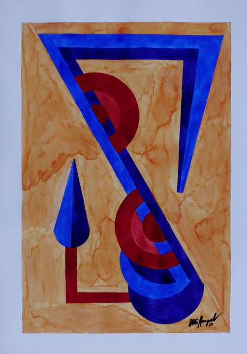 Malerei mit dem Titel "Ohne Titel 130" von Ulli Heupel, Original-Kunstwerk, Aquarell