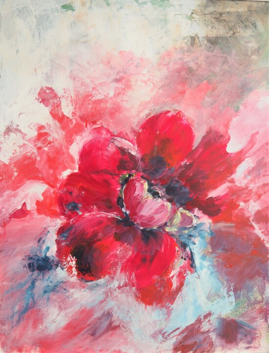 Malerei mit dem Titel "Mohnblüte" von Ute Lempp, Original-Kunstwerk, Acryl