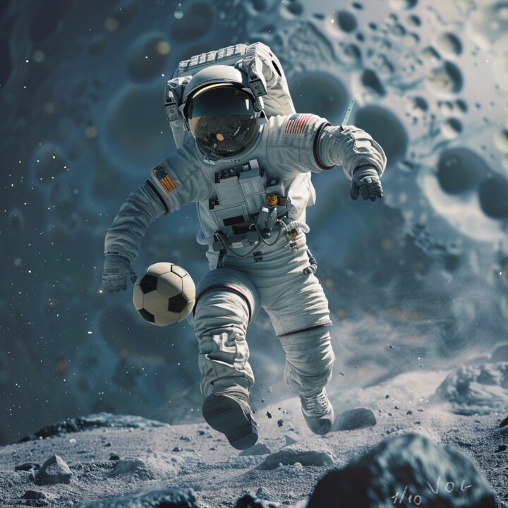 Arts numériques intitulée "Lunar football" par V.O.G., Œuvre d'art originale, Impression numérique