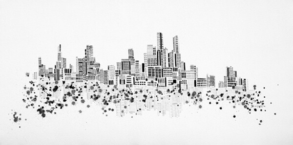 Dibujo titulada "Lost City 1" por Vaan Ip, Obra de arte original