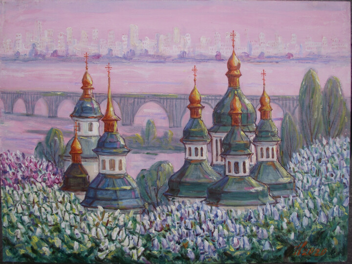 Painting titled "Монастырь Выдубичи…" by Valentin Negresko, Original Artwork, Oil