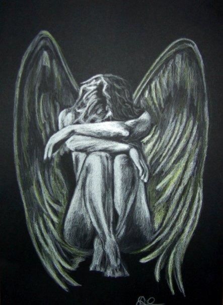 sad angel pencil drawings