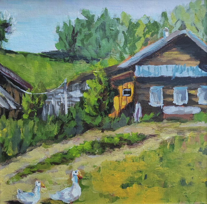 Peinture intitulée "Summer in the villa…" par Valentine Rayer, Œuvre d'art originale, Huile