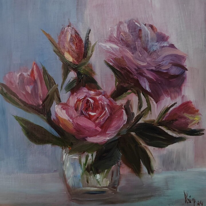 Peinture intitulée "Bouquet of roses" par Valentine Rayer, Œuvre d'art originale, Huile