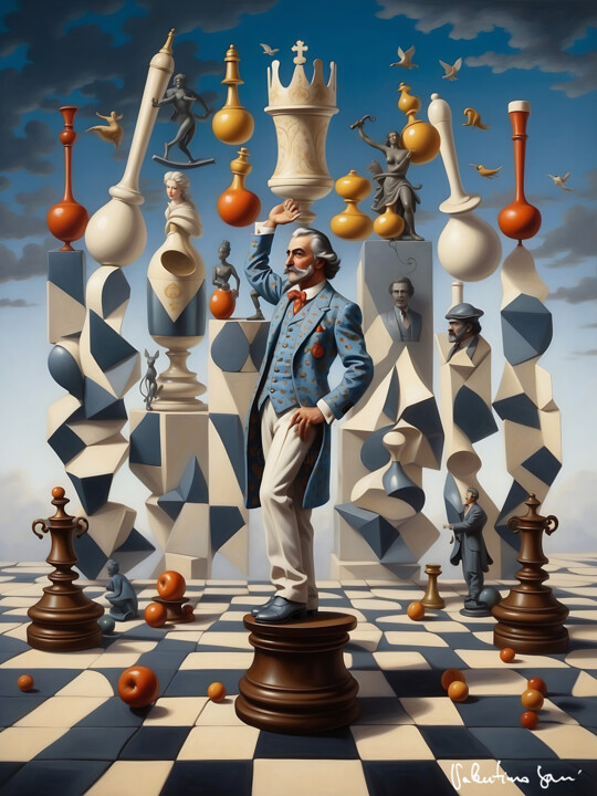 Digital Arts titled "The chess poet" by Valentino Sani, Original Artwork, AI generated image