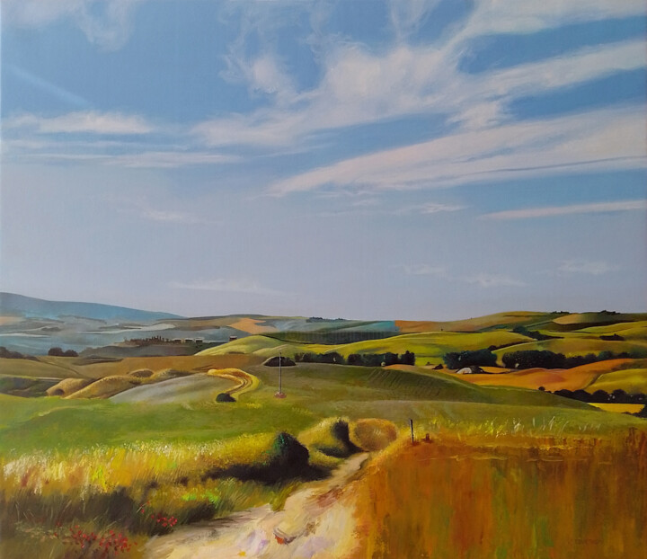 "Golden Fields" başlıklı Tablo Valeri Tsvetkov tarafından, Orijinal sanat, Petrol