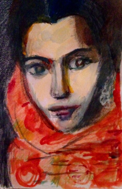 Dessin intitulée "Indienne" par Valérie Blum (Valery), Œuvre d'art originale, Crayon