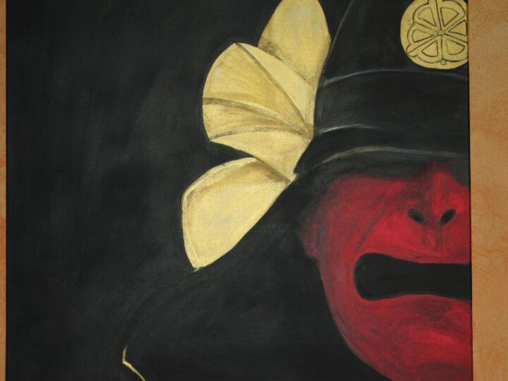 Painting titled "kabuto rouge" by Valérie Dessauges, Original Artwork