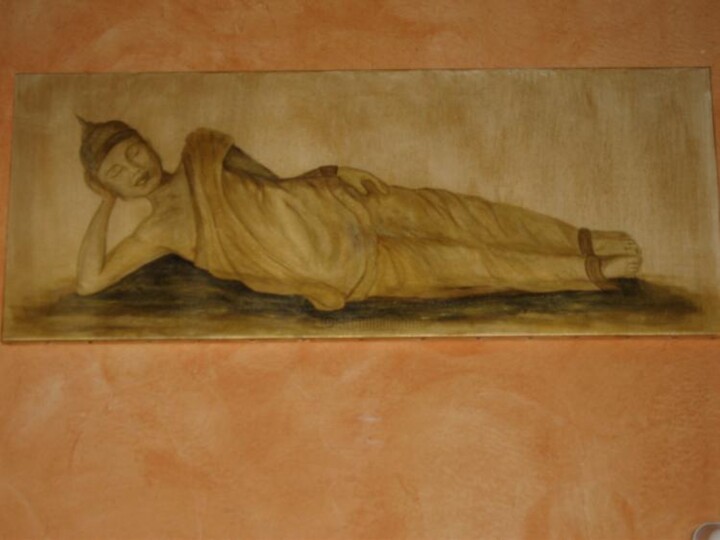 Painting titled "bouddha couché" by Valérie Dessauges, Original Artwork