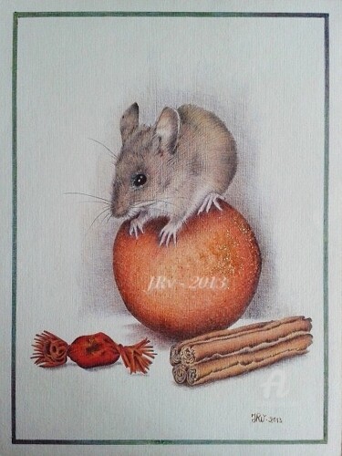 Le Mulot Et L Orange De Noel Drawing By Valerie Jouffroy Ricotta Artmajeur