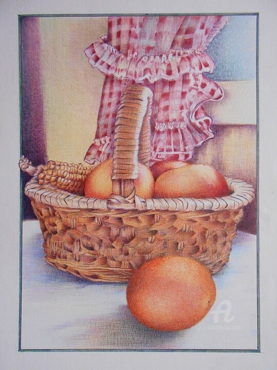 Drawing titled "Petit coin de cuisi…" by Valérie Jouffroy Ricotta, Original Artwork, Ballpoint pen