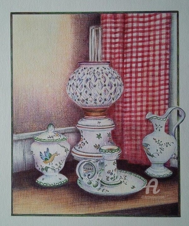 Dibujo titulada "Les porcelaines" por Valérie Jouffroy Ricotta, Obra de arte original, Bolígrafo