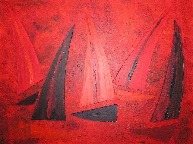 Peinture intitulée "VOILES ROUGES" par Valerie   Jouve, Œuvre d'art originale