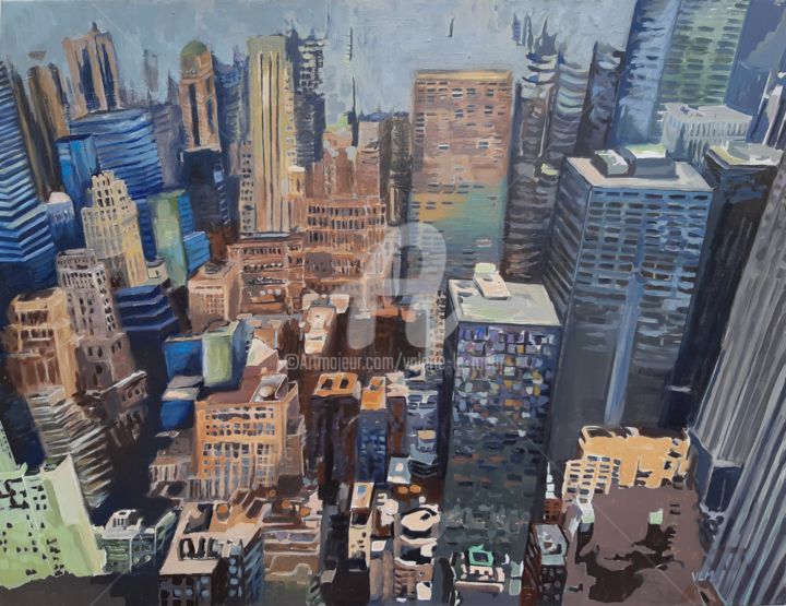 "New-York - Manhattan" başlıklı Tablo Valérie Le Meur tarafından, Orijinal sanat, Akrilik Ahşap Sedye çerçevesi üzerine mont…