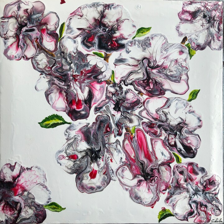 「Sakura (cerisiers e…」というタイトルの絵画 Valérie Schulerによって, オリジナルのアートワーク, アクリル ウッドストレッチャーフレームにマウント