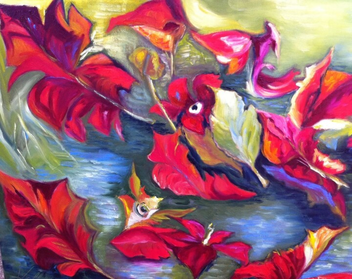 Pintura titulada ""Vent d'automne"" por Pascale Fleury-Vallée, Obra de arte original, Oleo Montado en Bastidor de camilla de…