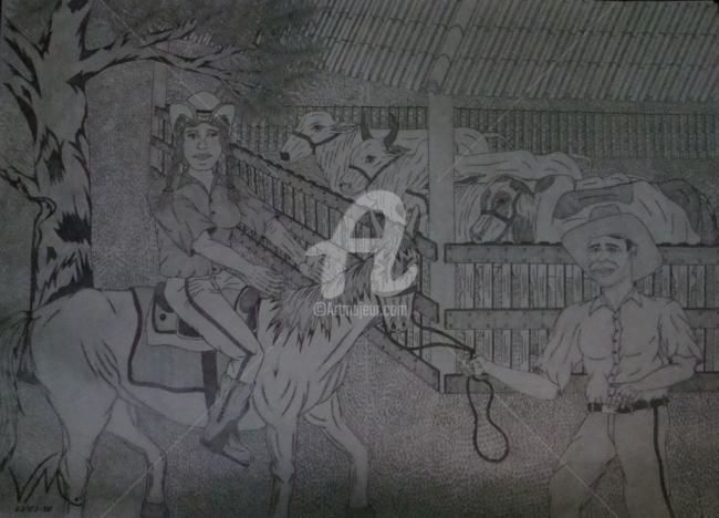 Dibujo titulada "Os Fazendeiros" por Vanderson Mota, Obra de arte original, Lápiz