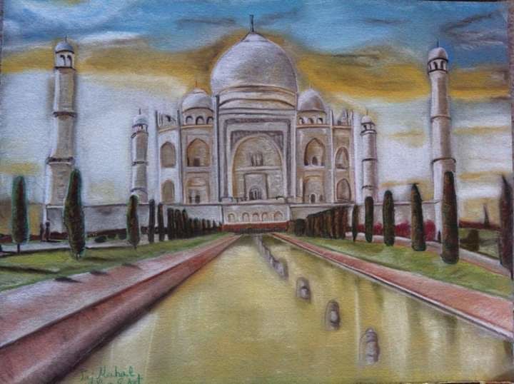 Dessin intitulée "Taj mahal" par Vanessa Garcia Artunedo, Œuvre d'art originale, Pastel