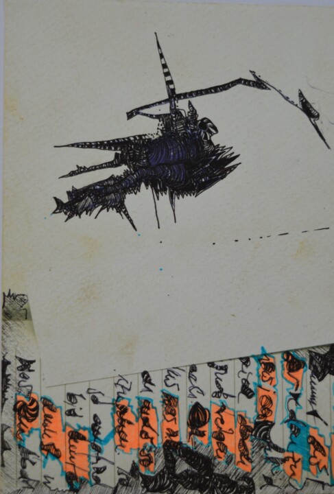 Dessin intitulée "Tiefseefisch" par Vanessa K., Œuvre d'art originale, Stylo à bille