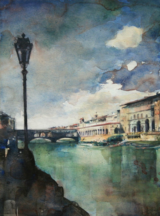 Pintura intitulada "Florence II - aquar…" por Vanessa Renoux, Obras de arte originais, Aquarela
