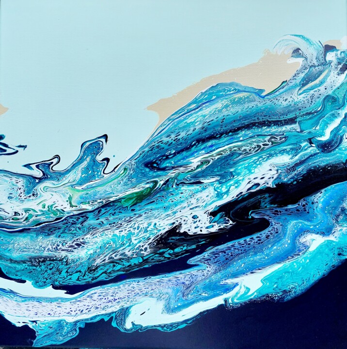 Malerei mit dem Titel "Rising waves" von Vanja Zanze, Original-Kunstwerk, Acryl