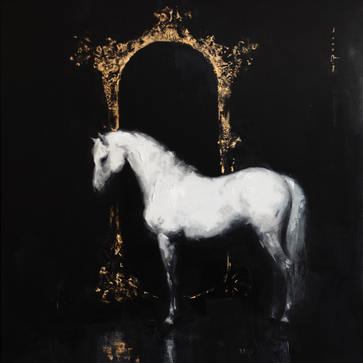 Pittura intitolato "Grecale | Horse" da Vanni Rocca, Opera d'arte originale, Olio Montato su Telaio per barella in legno