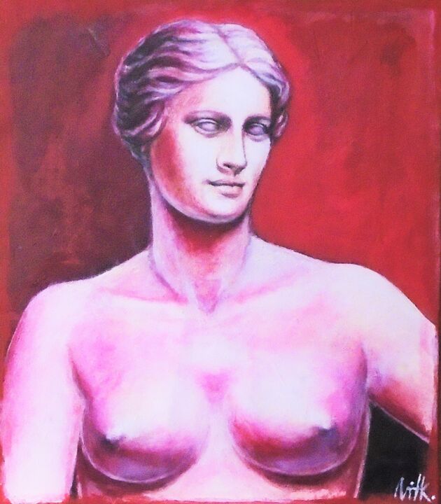 Painting titled "Venus" by Varvara Vitkovska, Original Artwork, Acrylic Mounted on Cardboard