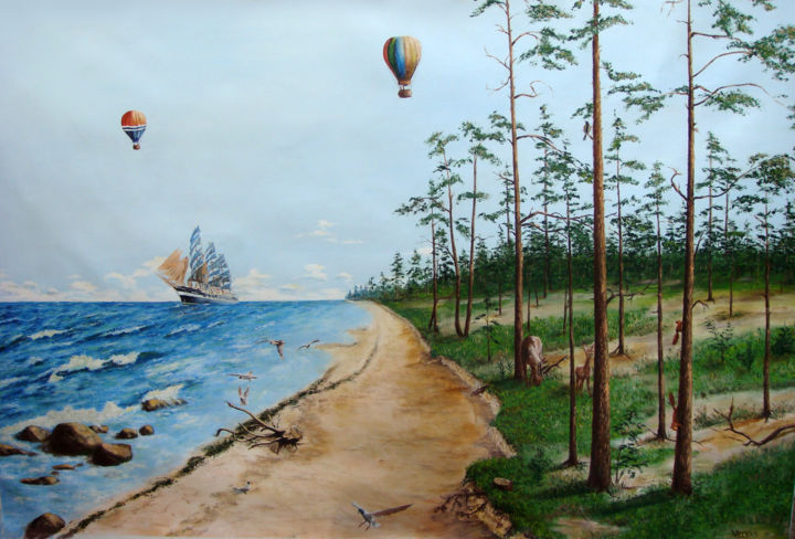 Painting titled "Baltic seaside" by Vasily Velgan, Original Artwork, Oil