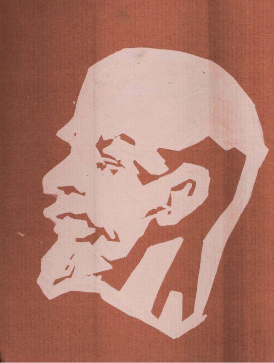 Desenho intitulada "В.И. Ленин на карто…" por Vasily Wavetrk (Vasilii Veshnev), Obras de arte originais, Marcador