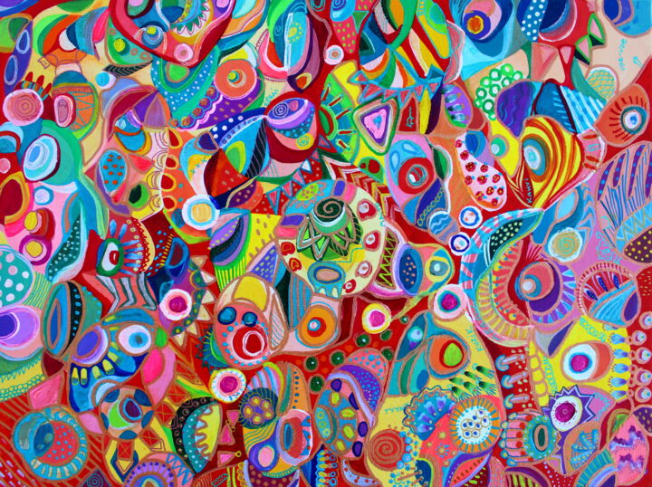 FREEDOM colorful abstract detailed doodles happy art Painting by Veera  Zukova