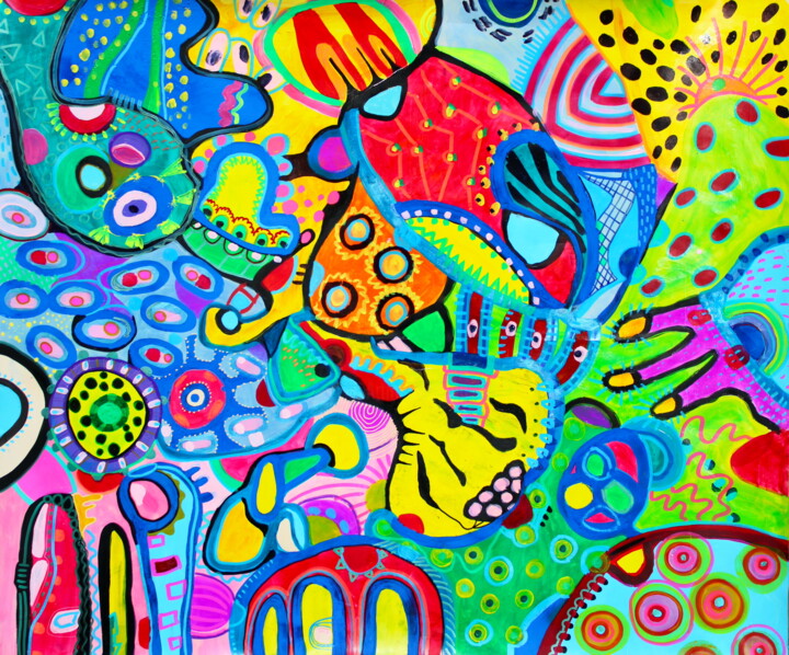 Malerei mit dem Titel "527. Fun Joy Colors…" von Veera Zukova, Original-Kunstwerk, Acryl