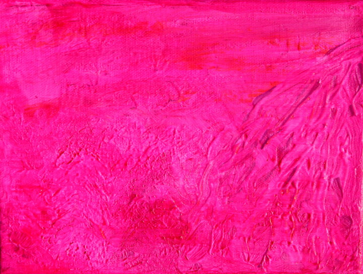 Painting titled "406. Pink Mountains…" by Veera Zukova, Original Artwork, Acrylic Mounted on Wood Stretcher frame