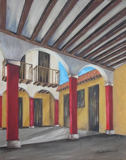绘画 标题为“Spanish Courtyard” 由Claudia Velasco, 原创艺术品
