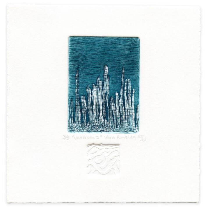 Impressões e gravuras intitulada "Undersea I, corals" por Vera Almeida, Obras de arte originais, Água forte