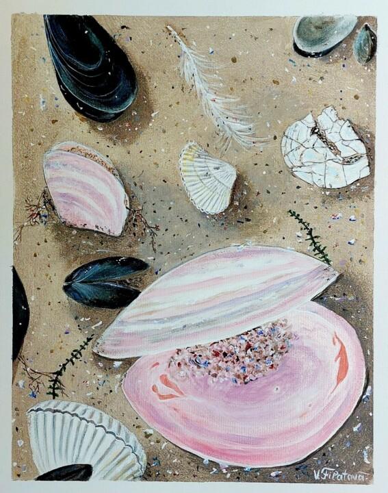 Malarstwo zatytułowany „Розовая ракушка” autorstwa Vera Filatova, Oryginalna praca, Akryl