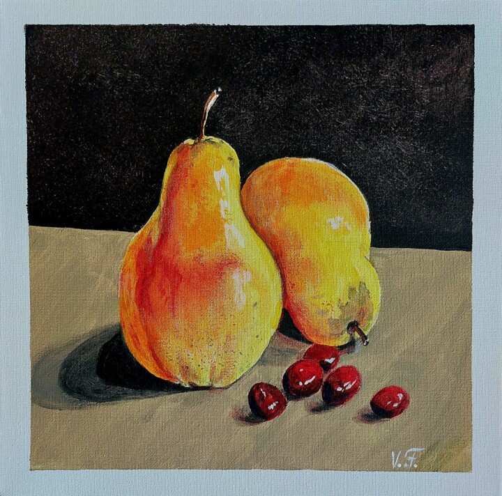 Malarstwo zatytułowany „Груши и ягоды” autorstwa Vera Filatova, Oryginalna praca, Akryl