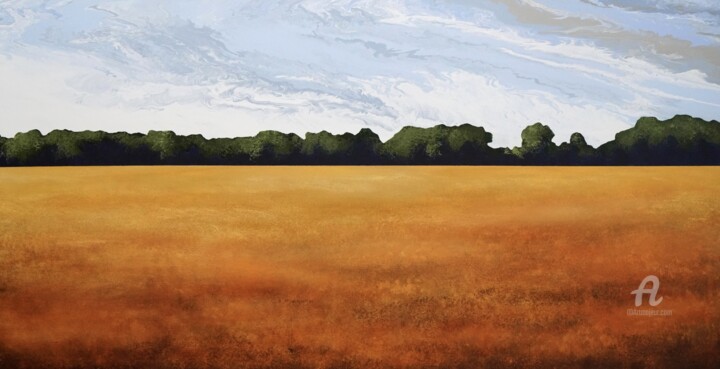 Peinture intitulée ""Rye Field"" par Vera Hoi, Œuvre d'art originale, Acrylique