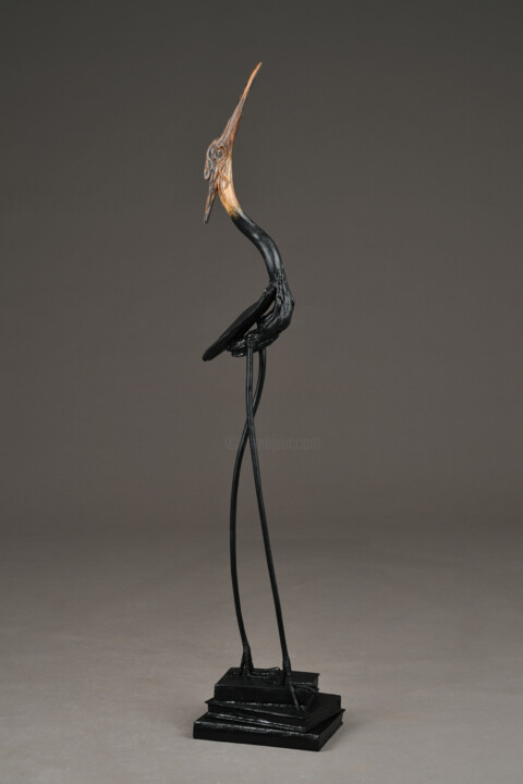 Skulptur mit dem Titel "La Page Noire" von Véro Lombard, Original-Kunstwerk, Holz