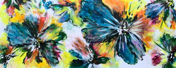 Pintura titulada "Garden of Joy 56" por Veronica Vilsan, Obra de arte original, Acrílico Montado en Bastidor de camilla de m…