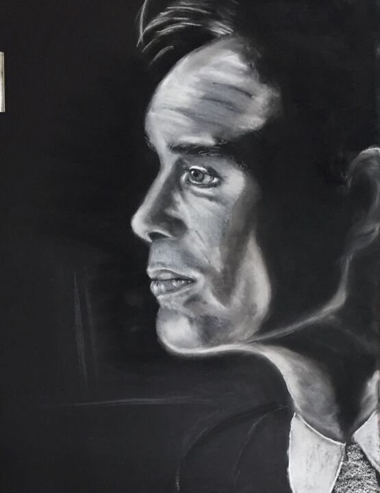 Drawing titled "Profil" by Veronique Blaevoet, Original Artwork, Pastel