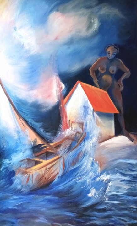Pintura titulada "Raz de marée" por Veronique Labadie Layton, Obra de arte original, Oleo