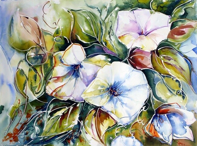 Painting titled "Volubilis 02" by Véronique Piaser-Moyen, Original Artwork, Watercolor