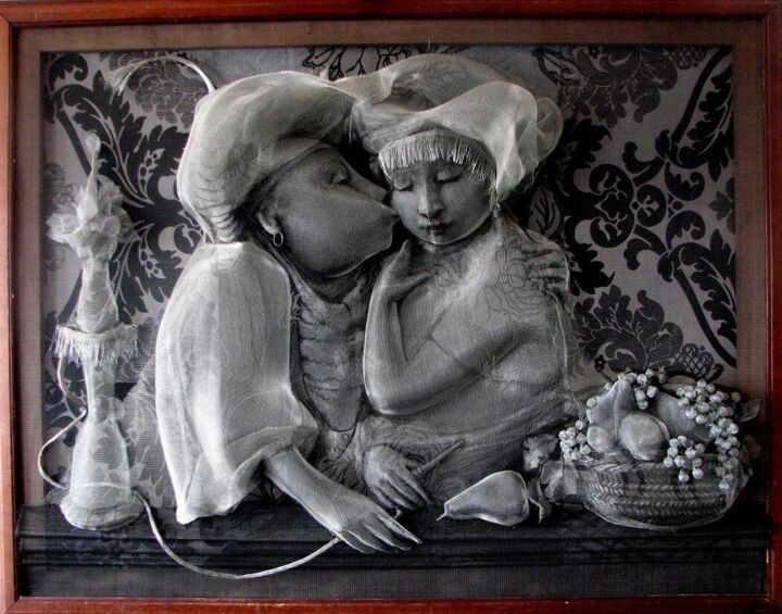 Painting titled "Kiss 1" by Victor Grigoryan, Original Artwork, Wire