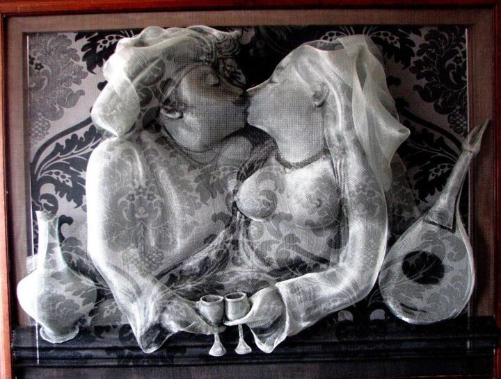 Painting titled "Kiss 2" by Victor Grigoryan, Original Artwork, Wire