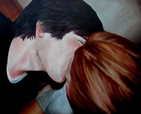 Pintura titulada "El beso" por Victor Alonso, Obra de arte original