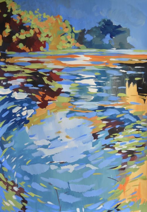 Картина под названием "reflection of autumn" - Victoria, Подлинное произведение искусства, Гуашь