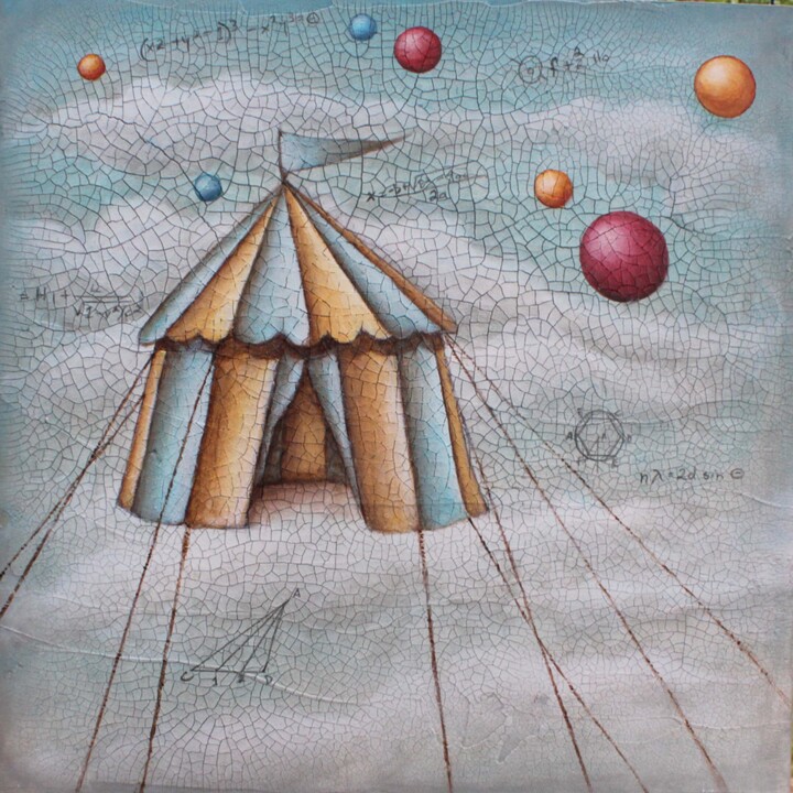 Painting titled "Past Tents" by Victoria Wallace, Original Artwork, Acrylic