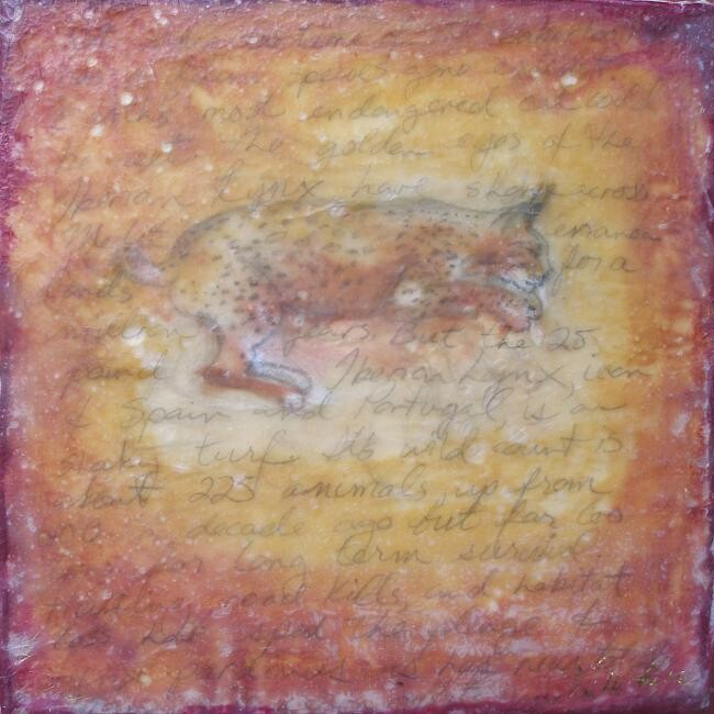 Peinture intitulée "Iberian Lynx" par Victoria Wallace, Œuvre d'art originale, Encaustique