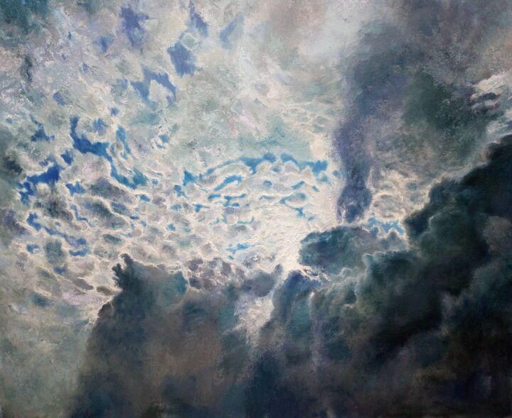 Painting titled "Nubes. serie Lugare…" by Victor Manuel Ojeda Collado, Original Artwork, Oil
